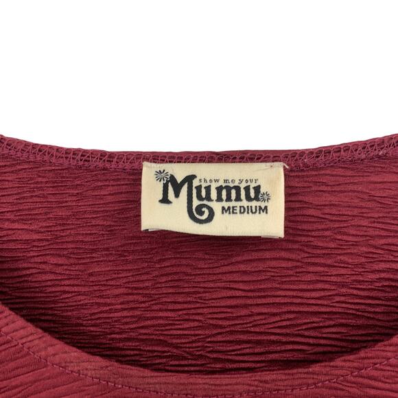 2/$30 SHOW ME YOUR MUMU Toby Tie Dress Size M Shift Maroon Mini - Picture 5 of 11